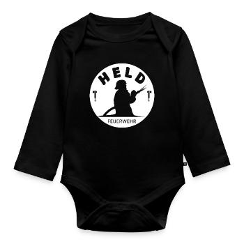 Firefighter Heroes Symbol Firefighter Logo Emblem - Organic Longsleeve Baby Bodysuit - black - Front