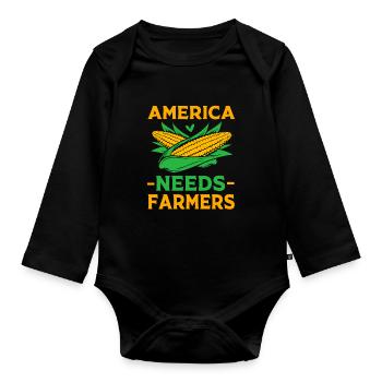 Agriculteur Fermier Femme d’agriculteur Ferme - Body Bébé bio manches longues - noir - Devant