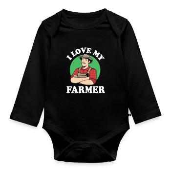 Agriculteur Fermier Femme d’agriculteur Ferme - Body Bébé bio manches longues - noir - Devant