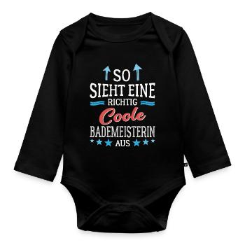 So sieht eine richtig coole Bademeisterin aus - Baby Bio-Langarm-Body - Schwarz - Vorne