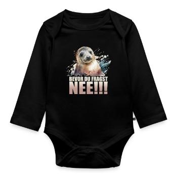 Bevor du fragst - Nee!!! - Baby Bio-Langarm-Body - Schwarz - Vorne
