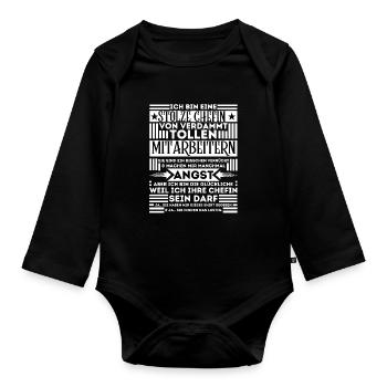 STOLZE CHEFIN VON VERDAMMT TOLLEN MITARBEITERN - Baby Bio-Langarm-Body - Schwarz - Vorne
