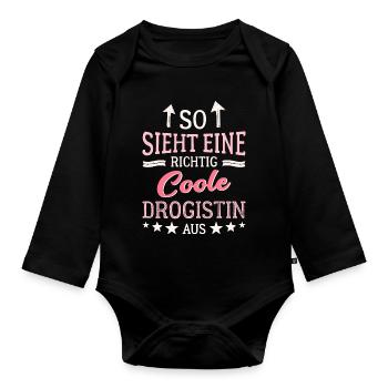 So sieht eine richtig coole Drogistin aus - Baby Bio-Langarm-Body - Schwarz - Vorne