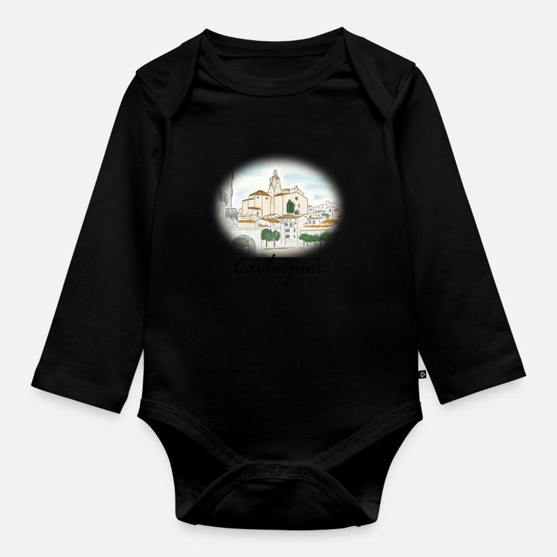 Cadaqués Aquarelle - Body Bébé bio manches longues - noir