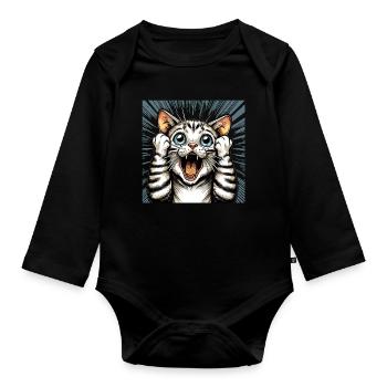 Shocked Cat Cats Gift - Organic Longsleeve Baby Bodysuit - black - Front