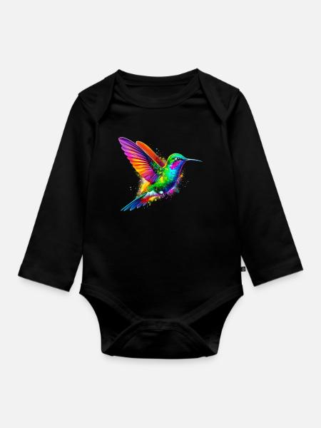 Kolibri - Baby Bio-Langarm-Body - Schwarz