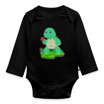 Fleur de tortue - Body Bébé bio manches longues - noir - Devant