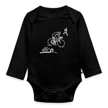 Natation Cyclisme Course à pied - Body Bébé bio manches longues - noir - Devant
