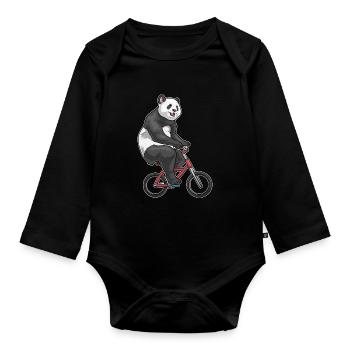 Vélo Panda - Body Bébé bio manches longues - noir - Devant