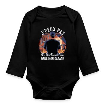 Dad Handyman Humor Gift Garage DIY - Organic Longsleeve Baby Bodysuit - black - Front