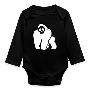 Weißer Gorilla Schädel - Baby Bio-Langarm-Body - Schwarz - Vorne