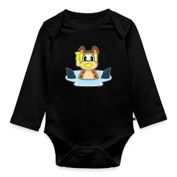 Erdmännchen Taucher Haiflosse Tauchen - Baby Bio-Langarm-Body - Schwarz - Vorne