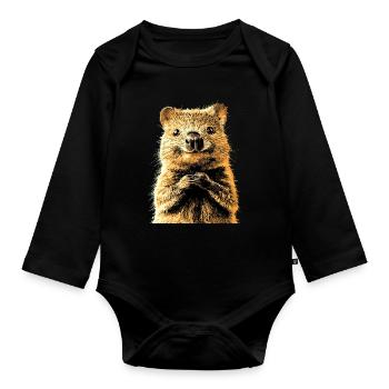 Quokka Be Quokka Heureux Australie Sourire Quokkas - Body Bébé bio manches longues - noir - Devant