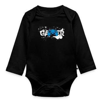Gamer Splash Controller - Baby Bio-Langarm-Body - Schwarz - Vorne