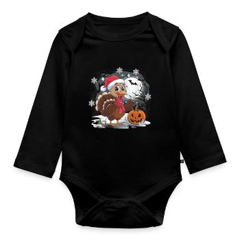 Thanksgiving Truthahn Weihnachten - Baby Bio-Langarm-Body - Schwarz - Vorne