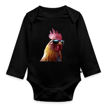 Coq Poulet Papa Poulailler Papa Poulet fermier Poulets - Body Bébé bio manches longues - noir - Devant