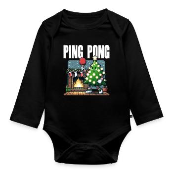 Table Tennis Christmas Tree Costume Christmas Tree - Organic Longsleeve Baby Bodysuit - black - Front