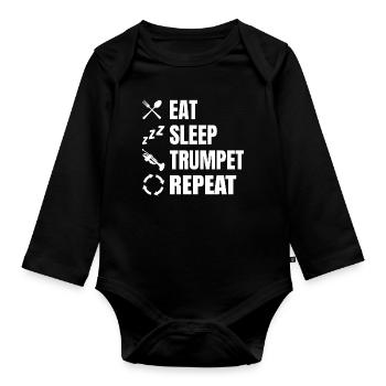 Manger Dormir Trompette Répéter - Body Bébé bio manches longues - noir - Devant