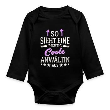 So sieht eine richtig coole Anwältin aus Juristin - Baby Bio-Langarm-Body - Schwarz - Vorne