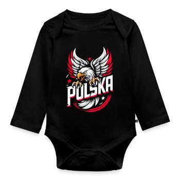 Polska Pologne Aigle Emblème Drapeau Drapeau Cadeau - Body Bébé bio manches longues - noir - Devant