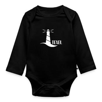Leuchtturm Texel (weiß) - Baby Bio-Langarm-Body - Schwarz - Vorne