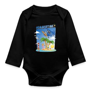 Image d’été colorée et joyeuse - Body Bébé bio manches longues - noir - Devant