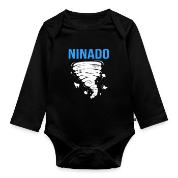 Tornado Birthday Children's Birthday Party - Organic Longsleeve Baby Bodysuit - black - Front