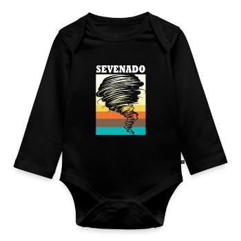 Tornado Birthday Children's Birthday Party - Organic Longsleeve Baby Bodysuit - black - Front
