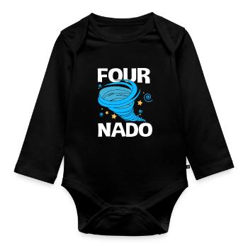 Tornado Birthday Children's Birthday Party - Organic Longsleeve Baby Bodysuit - black - Front
