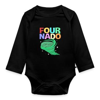 Tornado Birthday Children's Birthday Party - Organic Longsleeve Baby Bodysuit - black - Front