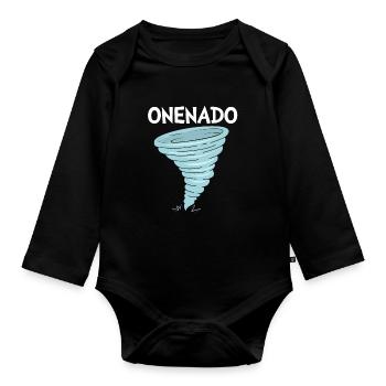 Tornado Birthday Children's Birthday Party - Organic Longsleeve Baby Bodysuit - black - Front