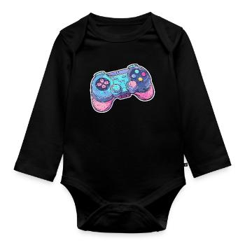 Game Controller Graphics - Organic Longsleeve Baby Bodysuit - black - Front