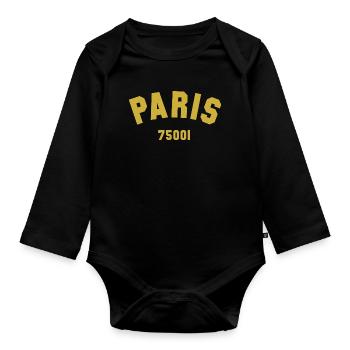 1er arrondissement de PARIS - Body Bébé bio manches longues - noir - Devant