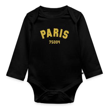 4e arrondissement de PARIS - Body Bébé bio manches longues - noir - Devant