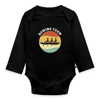 Rowing Team Rowing Rowing Rowing Boat Rowers - Organic Longsleeve Baby Bodysuit - black - Front