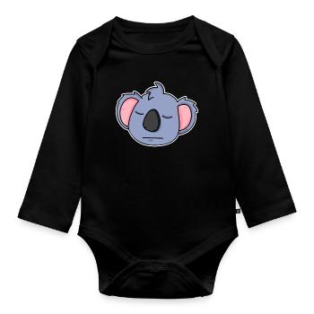 Koala Head Animal Tired - Organic Longsleeve Baby Bodysuit - black - Front