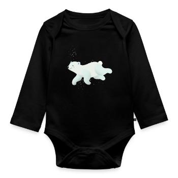 Ours polaire nageant dans des ombres douces - Body Bébé bio manches longues - noir - Devant