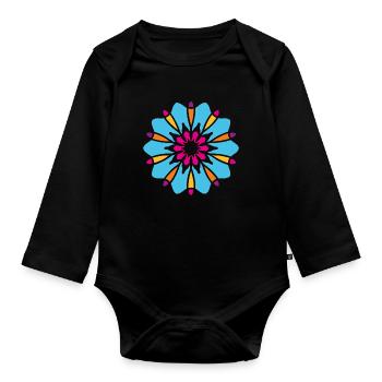 Yoga Ornament Concentration Meditation India Om - Organic Longsleeve Baby Bodysuit - black - Front