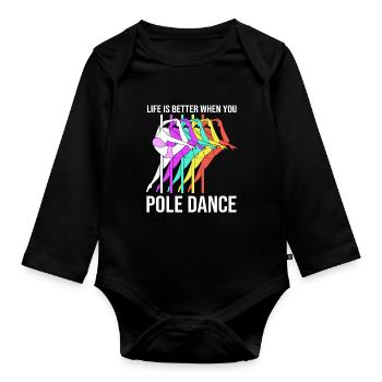 Pole Dance - Organic Longsleeve Baby Bodysuit - black - Front