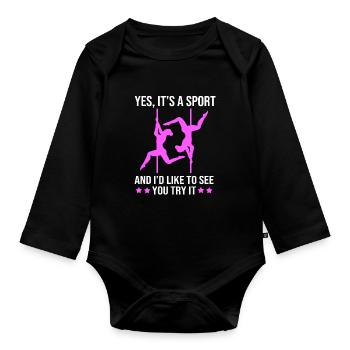 Pole Dance - Organic Longsleeve Baby Bodysuit - black - Front