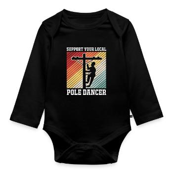 Pole Dance - Baby Bio-Langarm-Body - Schwarz - Vorne