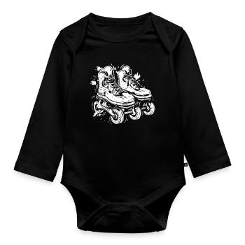 Rollerskates Skizze - Baby Bio-Langarm-Body - Schwarz - Vorne
