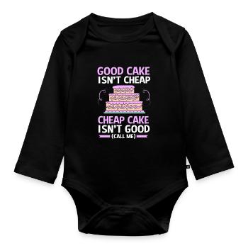 Cake Tartlet Decoration Cake - Organic Longsleeve Baby Bodysuit - black - Front