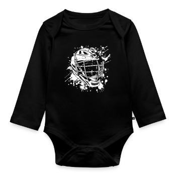 Lacrosse Helm Streetart - Baby Bio-Langarm-Body - Schwarz - Vorne