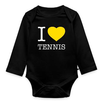 I LOVE TENNiS - Organic Longsleeve Baby Bodysuit - black - Front