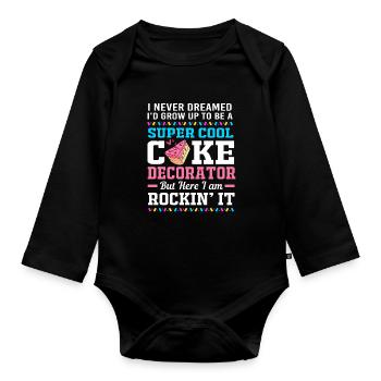 Cake Tartlet Decoration Cake - Organic Longsleeve Baby Bodysuit - black - Front