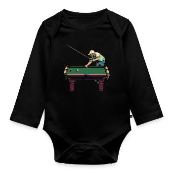 Billiard Player Pixel Art - Organic Longsleeve Baby Bodysuit - black - Front