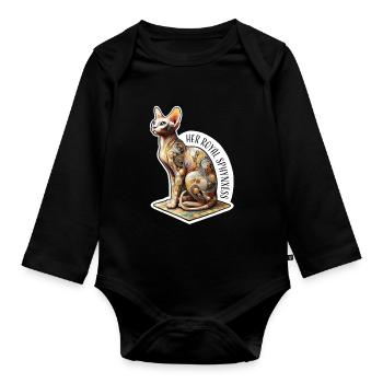 Sphynxess, künstlerische Spynxkatze - Baby Bio-Langarm-Body - Schwarz - Vorne