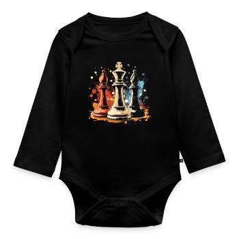 Chess Bishop and King Graffiti - Organic Longsleeve Baby Bodysuit - black - Front