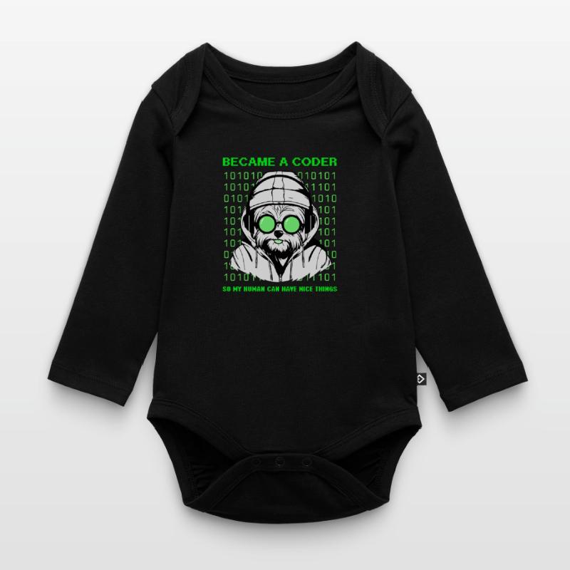Devenu codeur – Hacker Dog Binary Look Body Bébé bio manches longues
